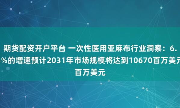 期货配资开户平台 一次性医用亚麻布行业洞察：6.5%的增速预计2031年市场规模将达到10670百万美元