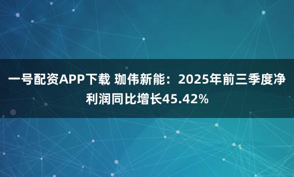 一号配资APP下载 珈伟新能：2025年前三季度净利润同比增长45.42%
